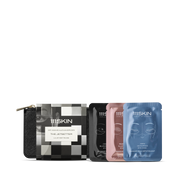 111SKIN The Jetsetter limited-edition set: black zip wallet, checked gift sleeve and three hydrogel eye masks