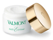 Valmont Face Exfoliant open jar showing the silky cream and cellulose microparticle texture.