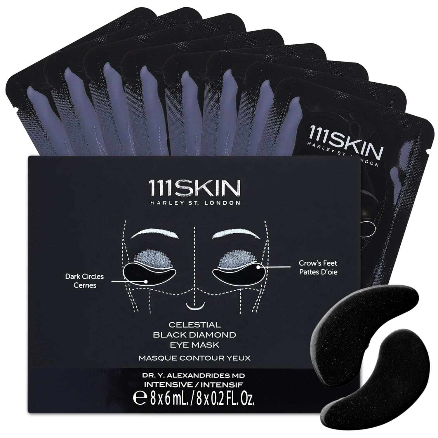 Celestial Black Diamond Eye Mask, 8 Pack