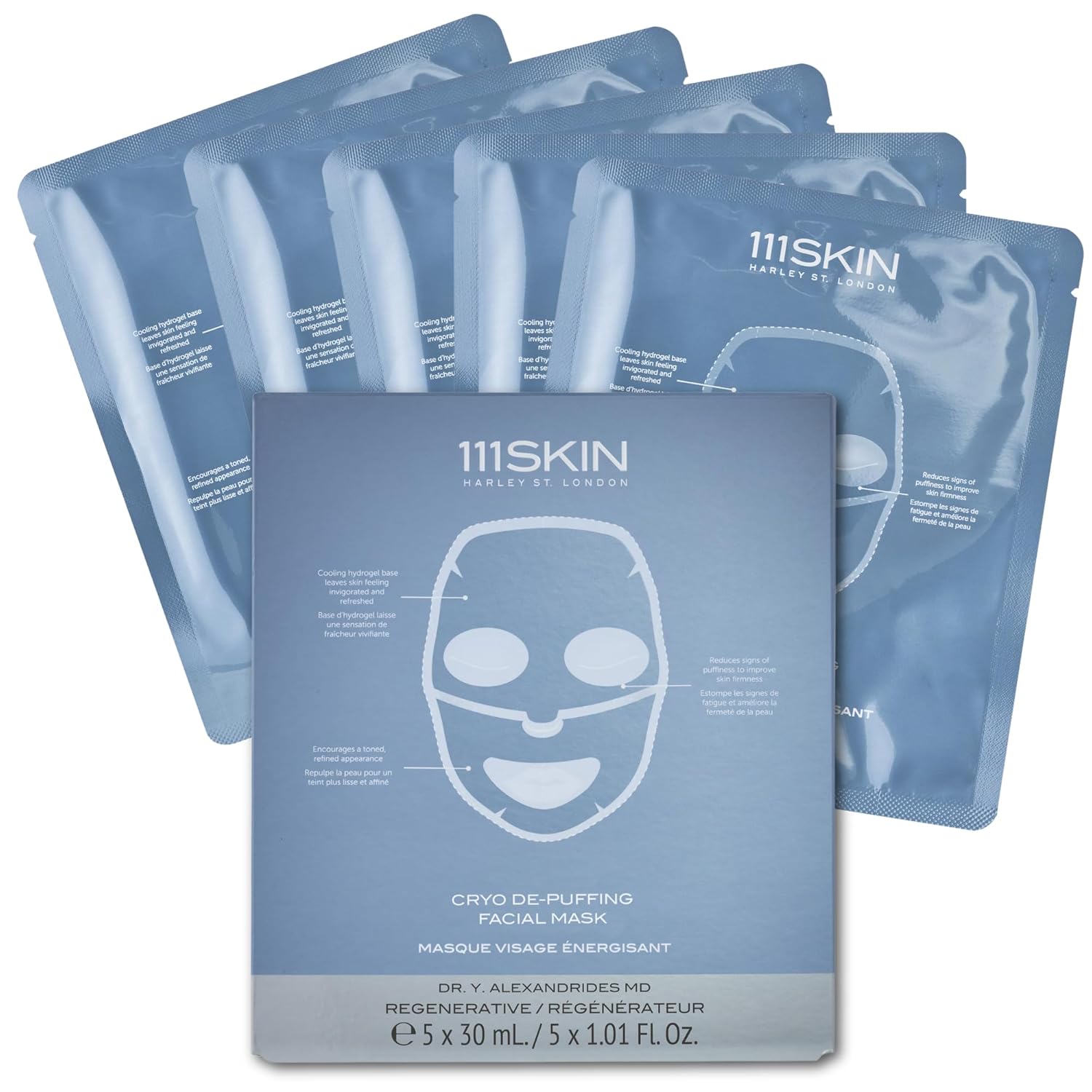 Cryo De-Puffing Facial Mask, Pack of 5