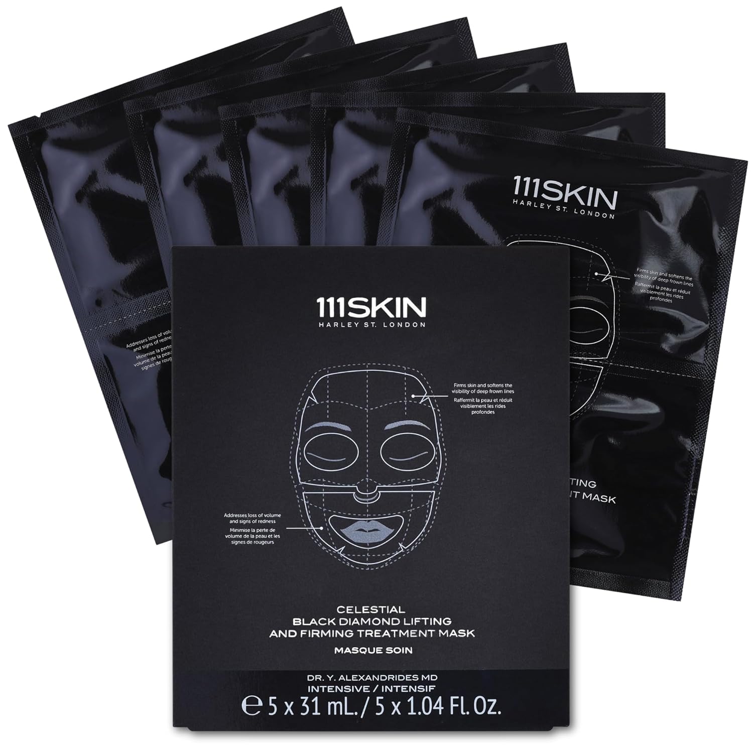 Celestial Black Diamond Lifting & Firming Face Sheet Mask, Pack of 5