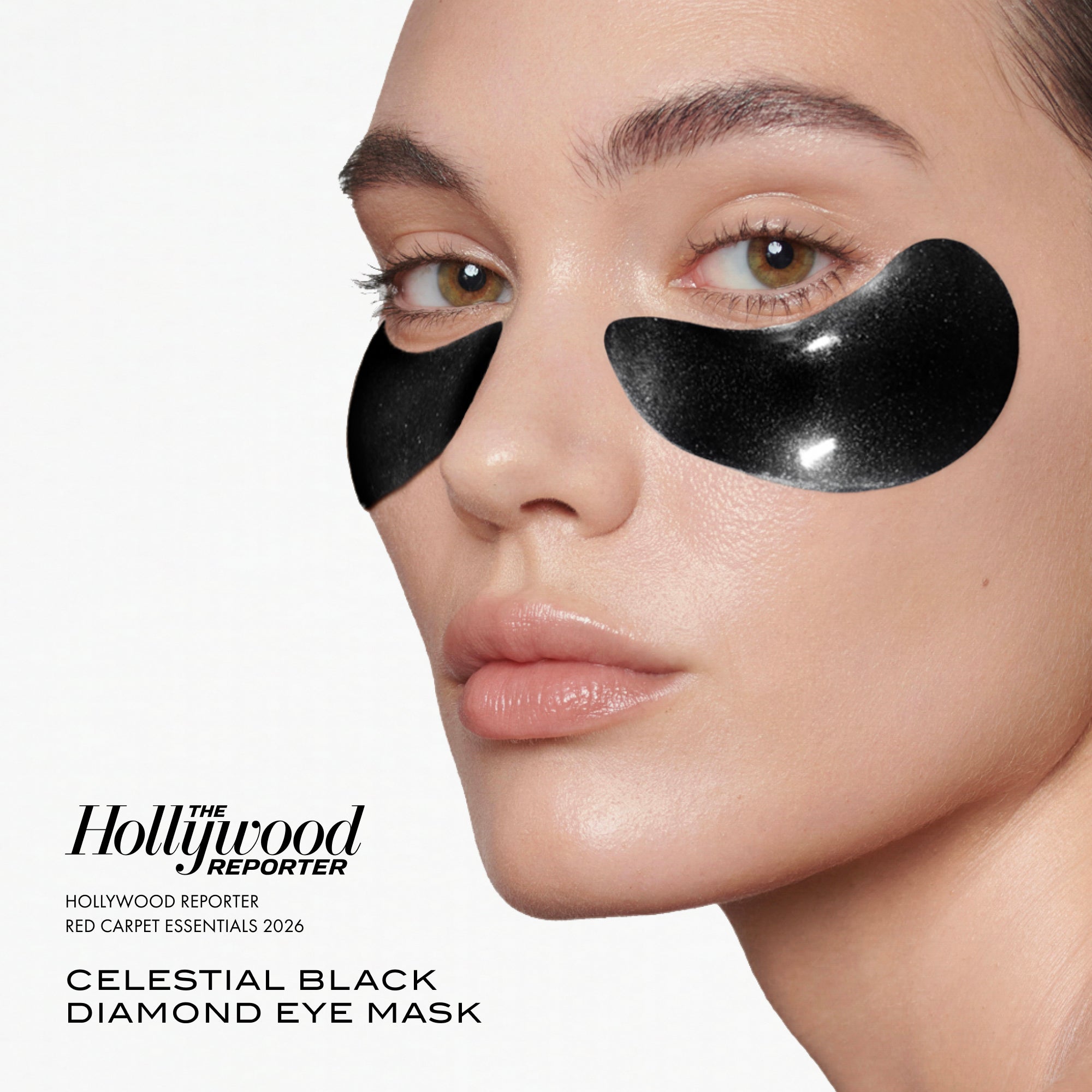 Model wearing the 111SKIN Celestial Black Diamond Eye Mask