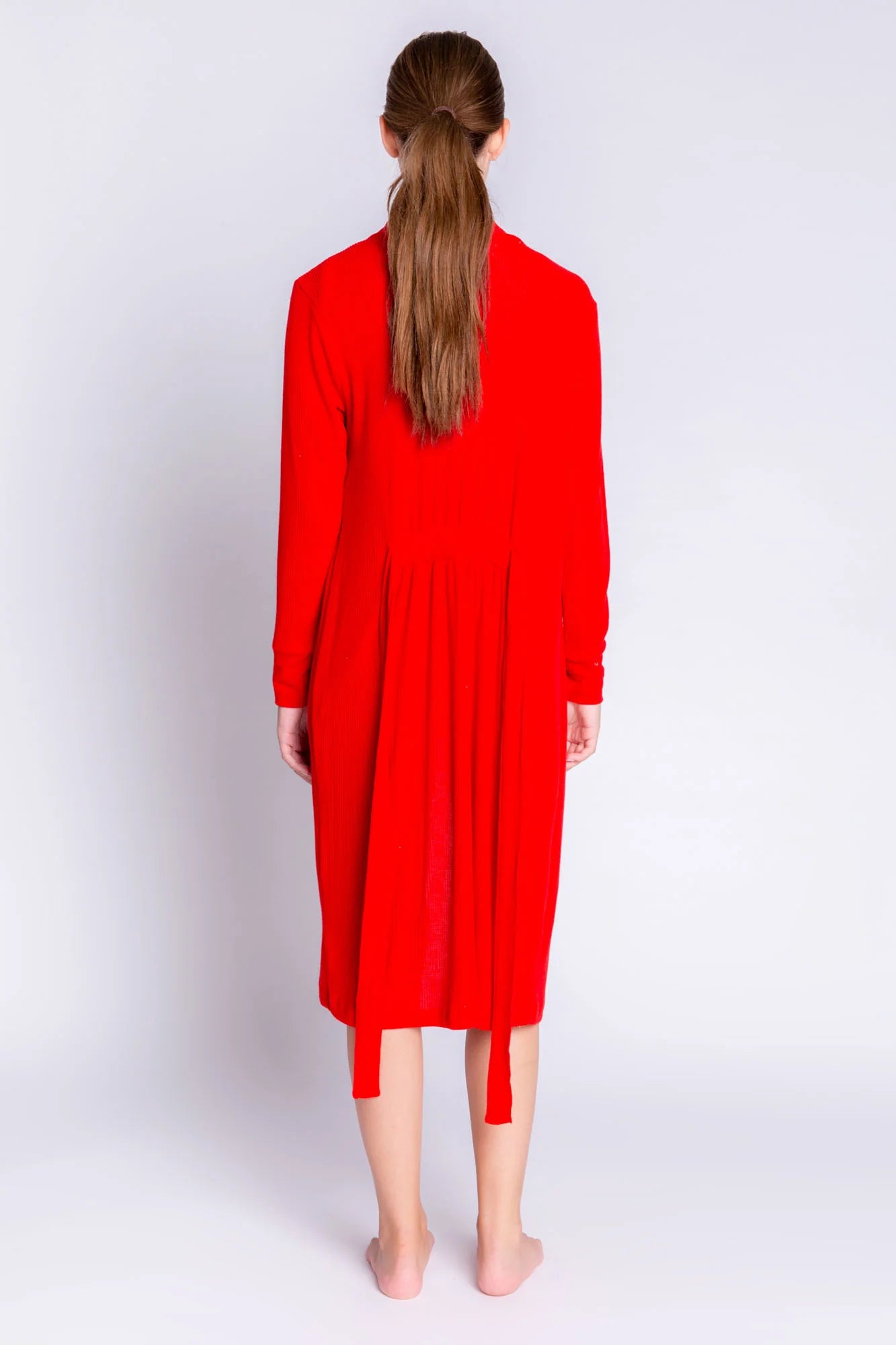 Holiday Luxe Life Red Robe - Ribbed Long Sleeves