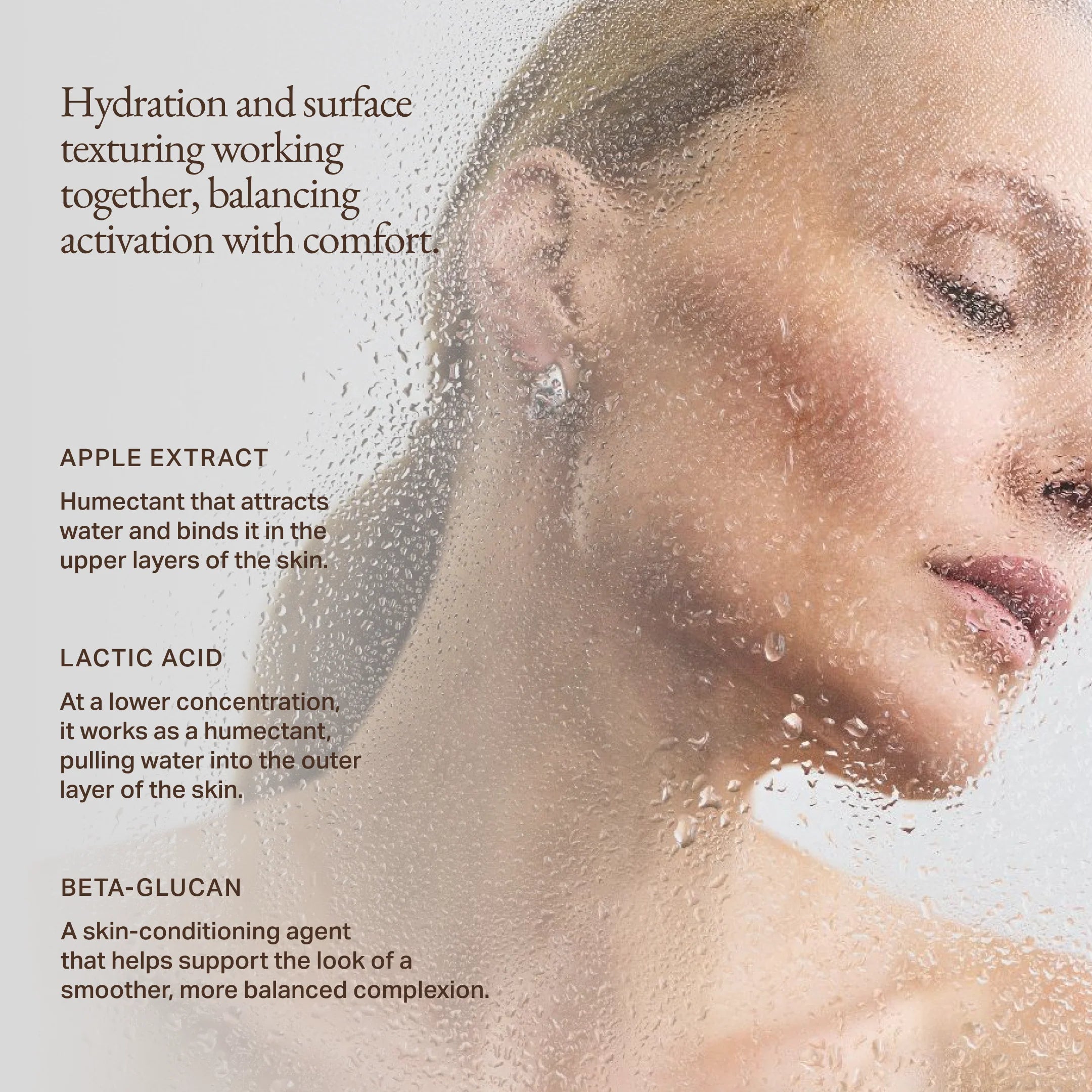 The Prep Pads ingredient philosophy, highlighting the moisture-binding complex